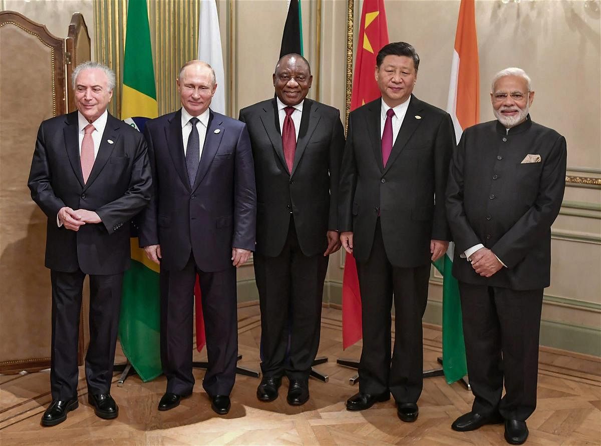 Prime Minister Narendra Modi with the other BRICS leaders on the sidelines of G-20 summit, in Buenos Aires. PTI Photo 