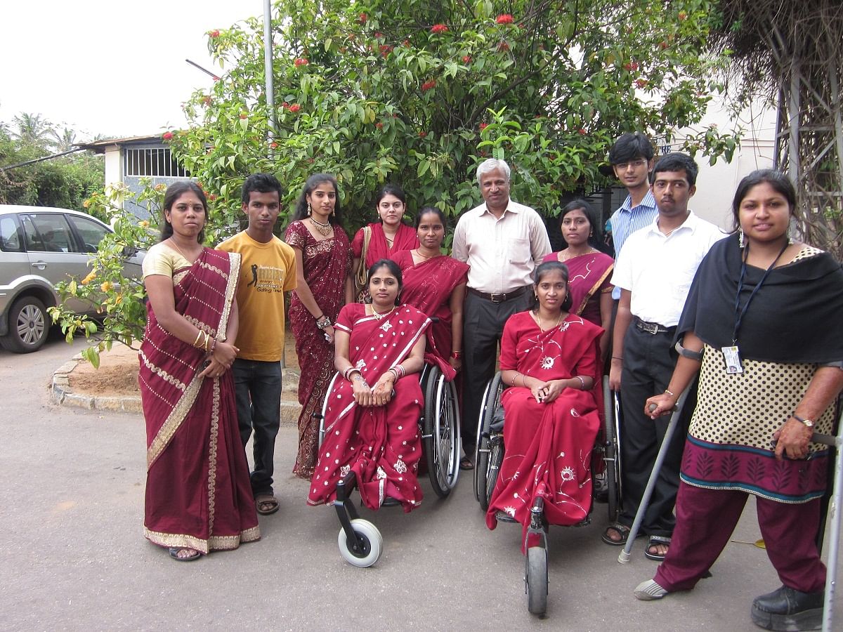 Lekha J (extreme left) with colleagues of The Association Of People With Disability and former students.