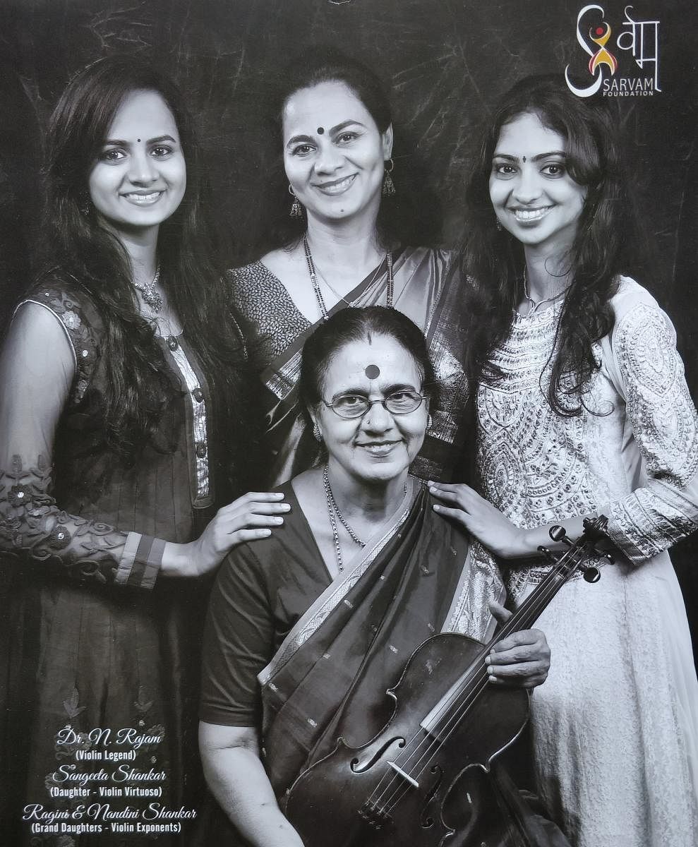  Sitting: N Rajam; Standing (from left) Nandini, Sangeeta and Ragini