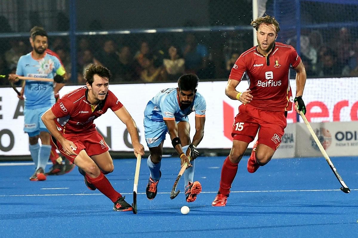 Pegged back by Alenander Hendricks' goal in the eighth minute, India made a valiant comeback after the change of ends, scoring two goals in the third and fourth quarter through Harmanpreet Singh (39th) and Simranjeet Singh (47th) to take the lead. (PTI Photo)
