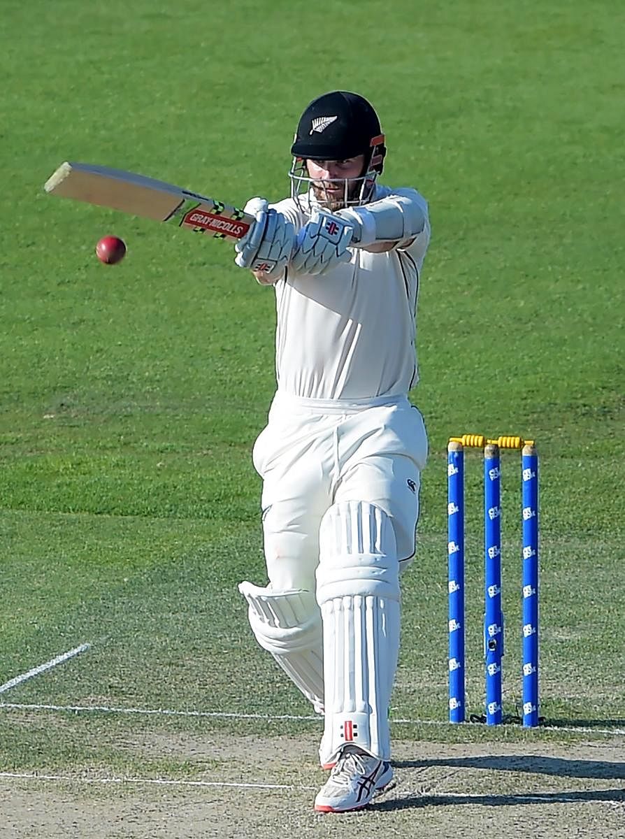 New Zealand's Kane Williamson pulls one during his plays a shot during his knock of 89 against Pakistan on Monday. AFP