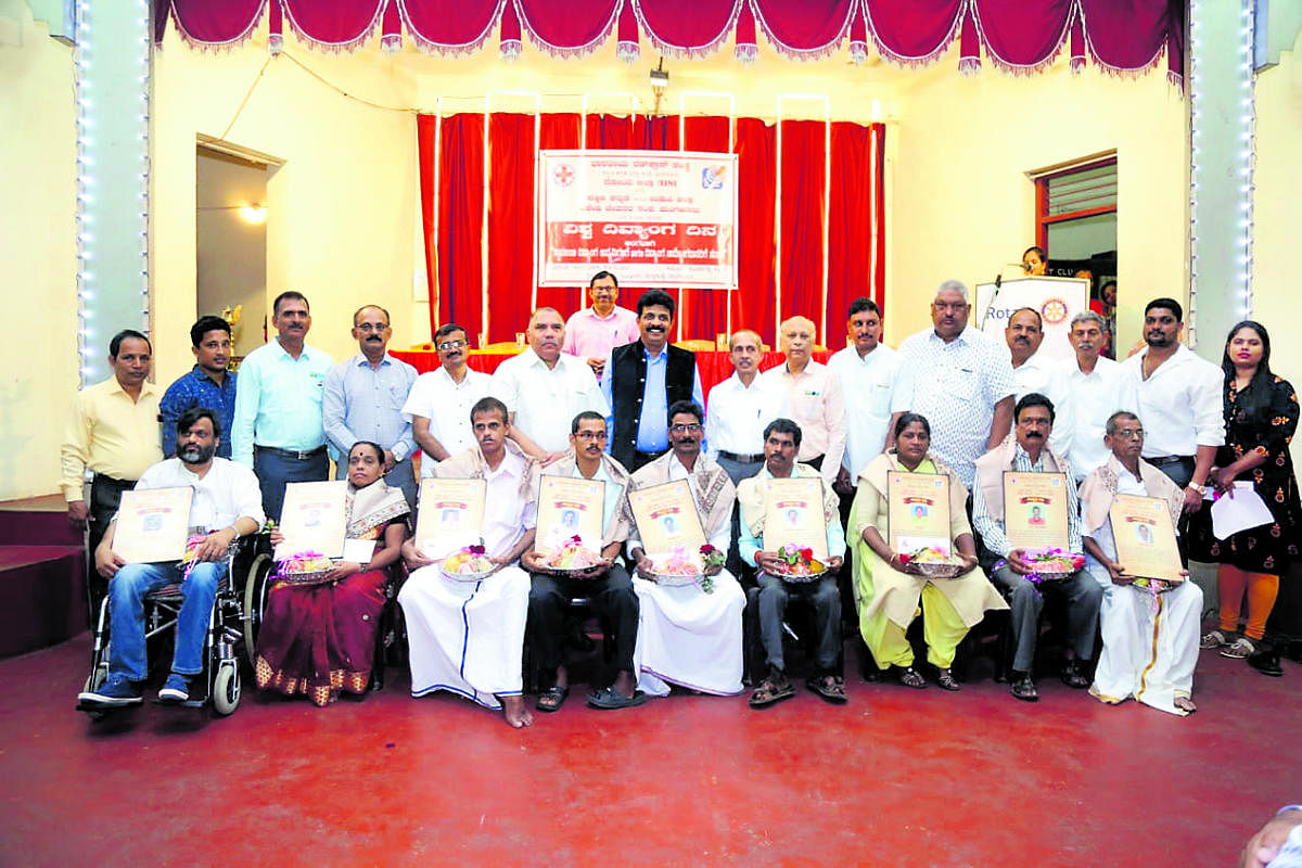 Nine differently abled persons were felicitated during the International Day of Disabled Persons programme organised by the Indian Red Cross Society Dakshina Kannada unit, Mangaluru Rotary District 3181 in association with the Dakshina Kannada and Udupi District Differently Abled Persons’ Association at Rotary Bal Bhavan at Mannagudda on Monday.