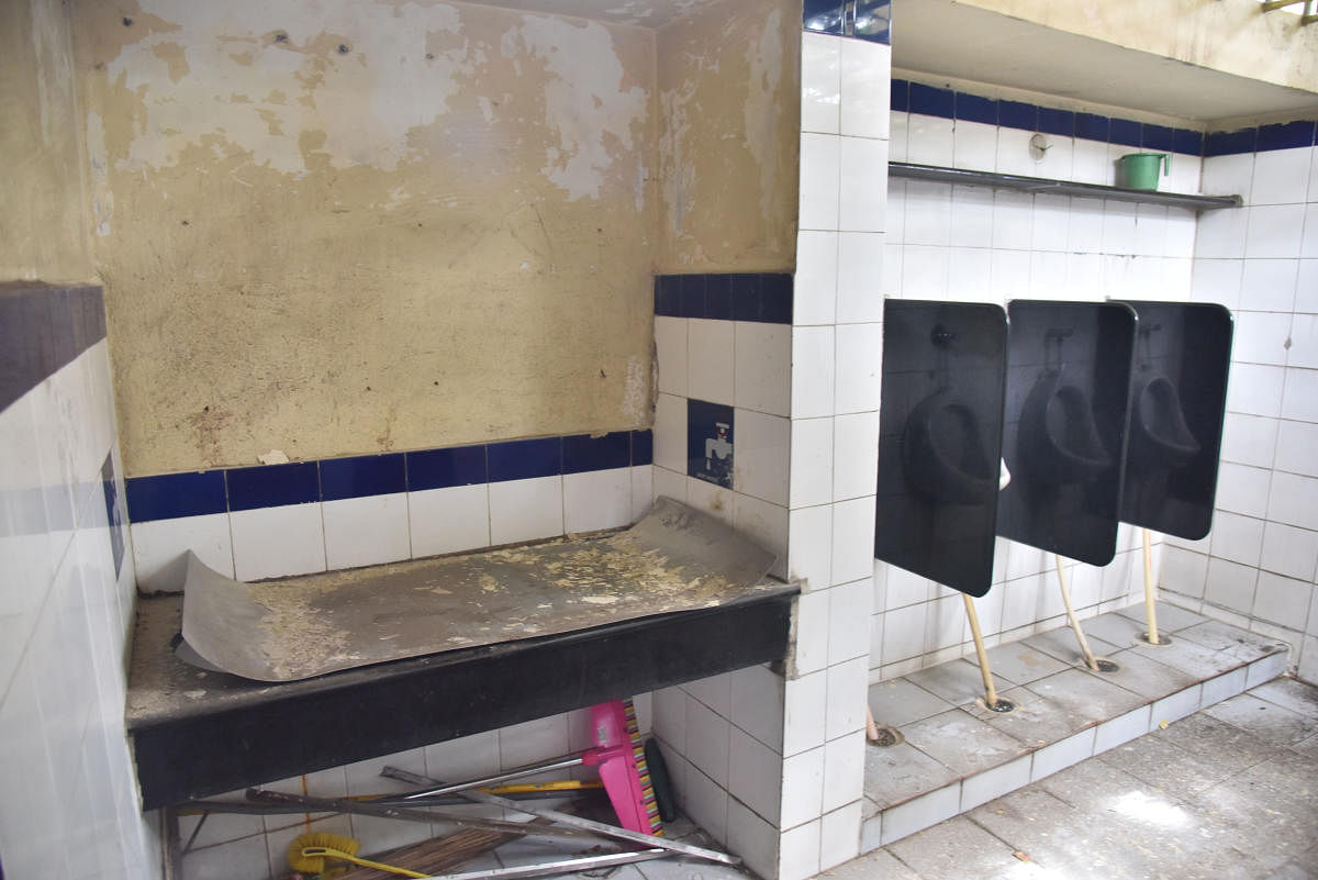 The gas stove and other material placed in a toilet in Chamarajpet have now been removed, but as far as cleanliness goes, more needs to be done.