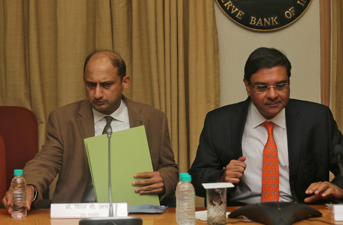 The Reserve Bank of India (RBI) Governor Urjit Patel and Deputy Governor Viral Acharya (L). Reuters Photo