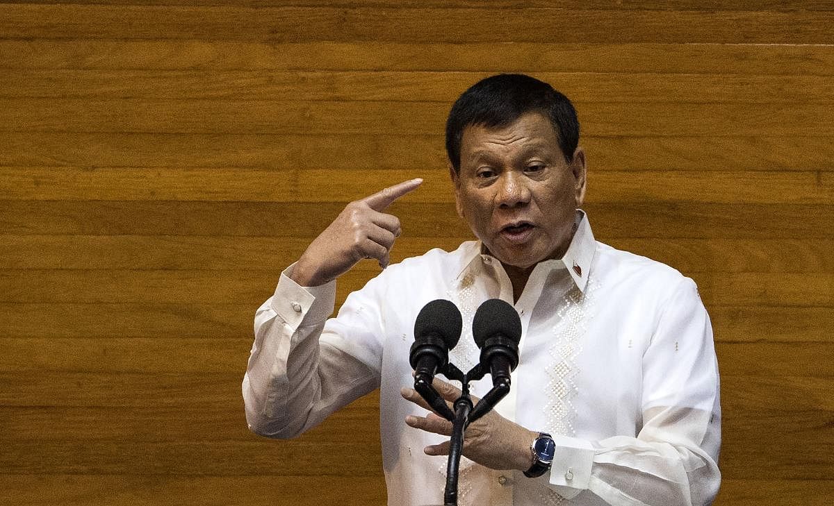 Rodrigo Duterte asked legislators to extend martial law across the nation's southern third through the end of 2019 in order to quell the continuing violence in the unrest-prone region. AFP file photo.