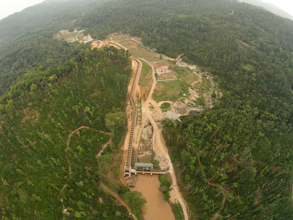 Aerial view of a SHP in the Western Ghats