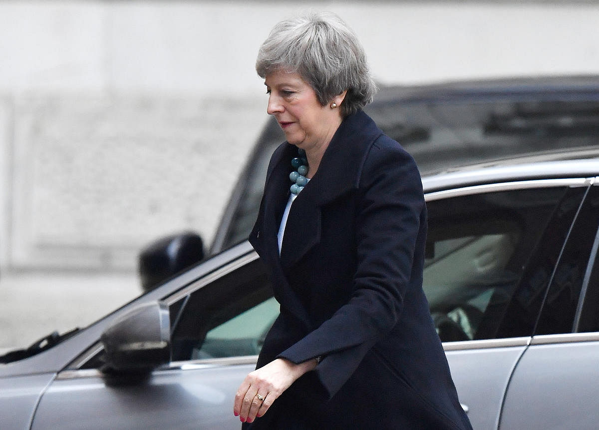 Britain's Prime Minister Theresa May returns to Downing Street in London. Reuters