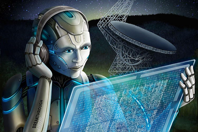 Breakthrough Listen researchers used artificial intelligence to search through radio signals recorded from a fast radio burst, capturing many more than humans could.(Breakthrough Listen image)