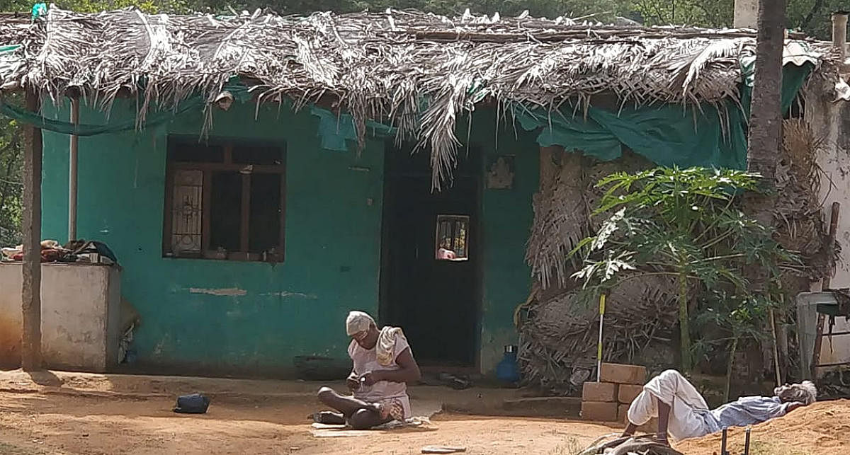 A villager in Kariyammanapalya of drought-hit Pavagada immobilised by skeletal fluorosis. DH Photo/ashwini y s