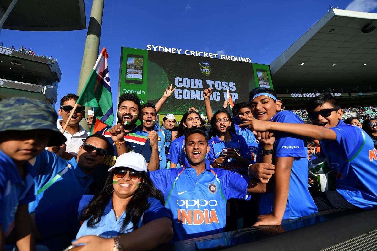 Indian supporters turned out in large numbers during the recent T20I against Australia in Sydney. AFP File Photo