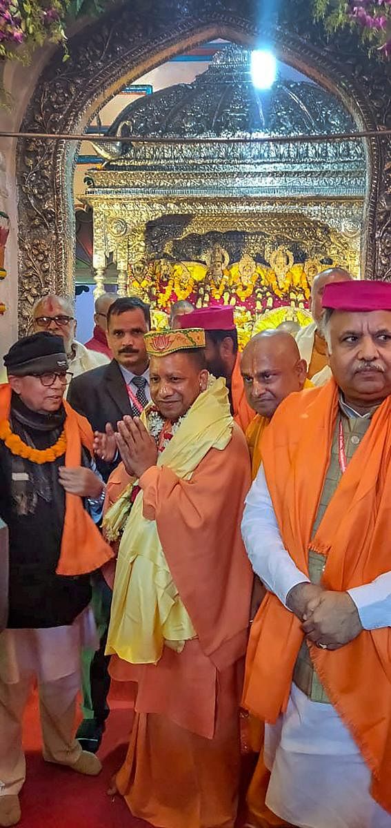 Uttar Pradesh Chief Minister Yogi Adityanath at the Janaki Mandir in Kathmandu, Nepal. PTI/FILE