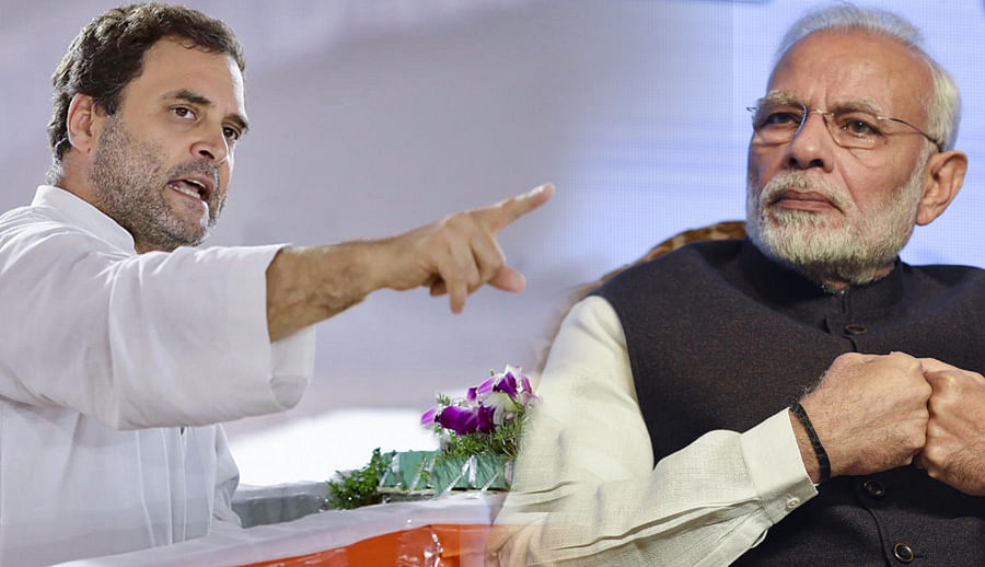 Rahul Gandhi targetted Narendra Modi and the BJP government at the Centre during its fourth year in power across various issues.
