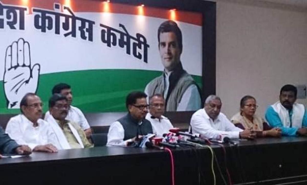All India Congress Committee in-charge of Chhattisgarh P L Punia addresses a press conference in Raipur on Wednesday.