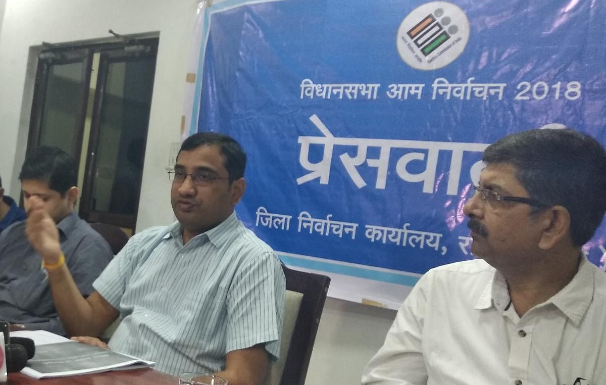 Raipur district Returning Officer and District Electoral Officer Dr Basavaraju S during a press conference on Sunday.