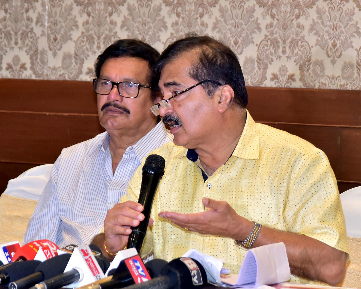 Alva’s Education Foundation Chairman Dr Mohan Alva speaks to mediapersons in Mangaluru on Monday.