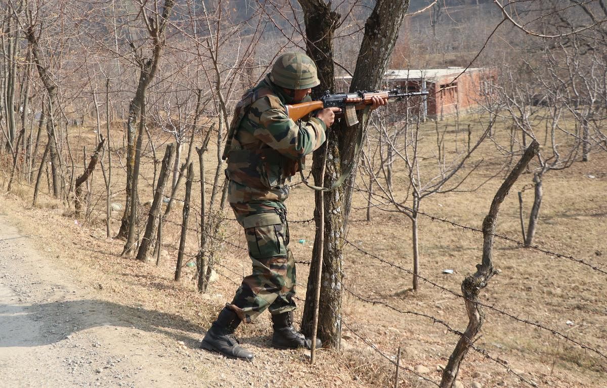 Sources said the gunfight erupted after a joint team of army's 22-Rashtriya Rifles and special operations group (SOG) of J&amp;K police laid a siege in Brath Kalan area of Sopore. (Photo by Umer Asif)