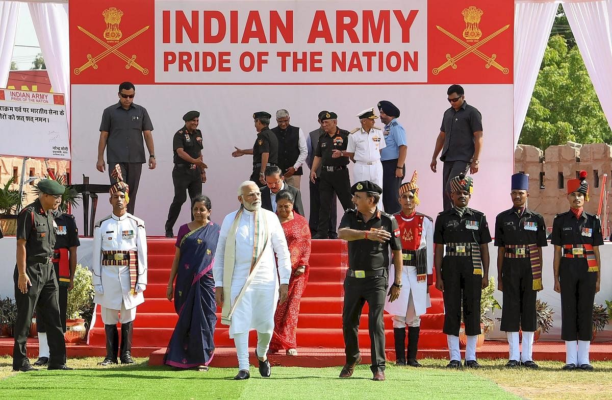 Prime Minister Narendra Modi attends the 'Parakram Parv' celebrations, in Jodhpur on Friday. PTI