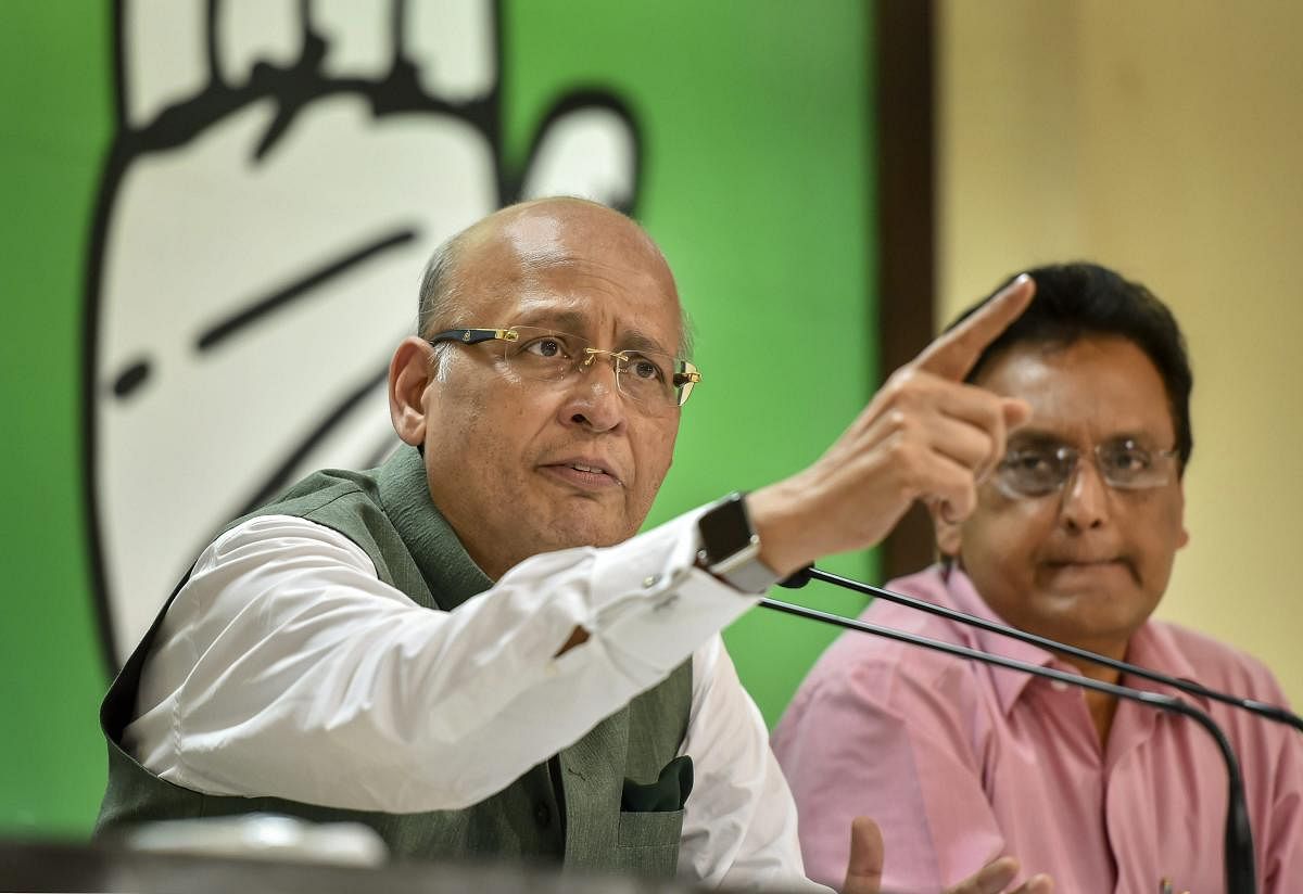 Senior Congress leader Abhishek Manu Singhvi said after 1992, in every election, the BJP and RSS raise the issue of Ram temple. Once the polls get over, they again send Lord Ram to exile. PTI file photo