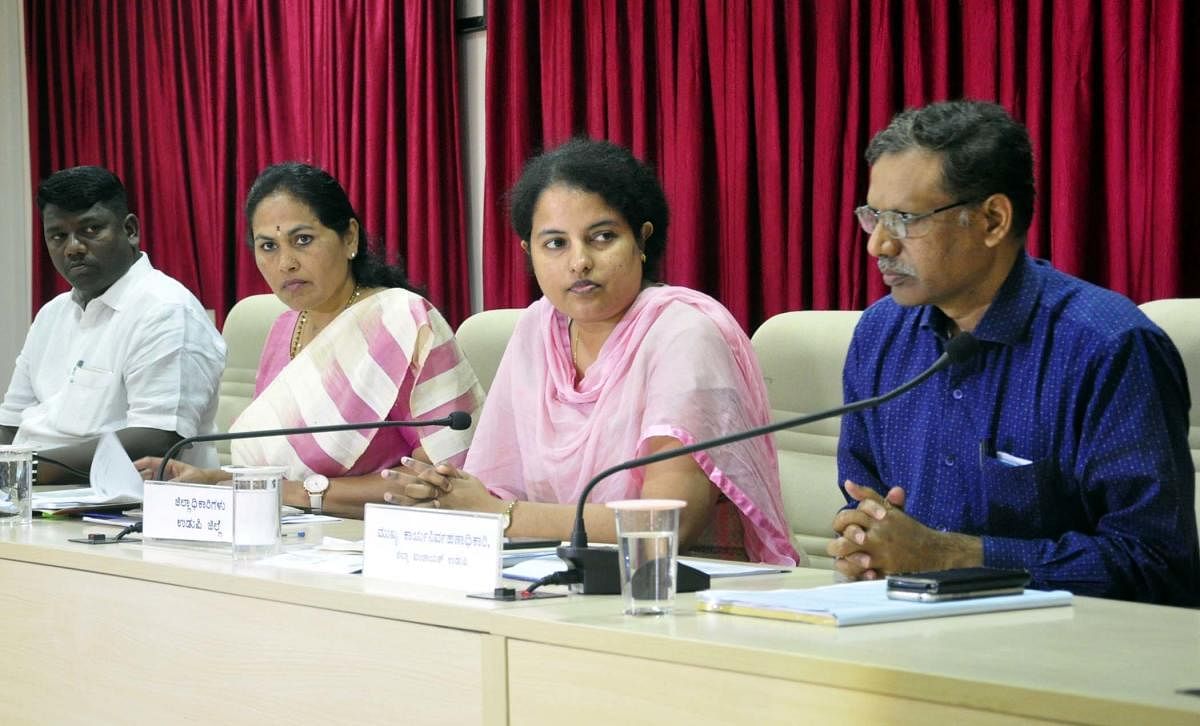 MP Shobha Karandlaje chairs Development Coordination and Monitoring Committee (DISHA) meeting, in Udupi on Friday.