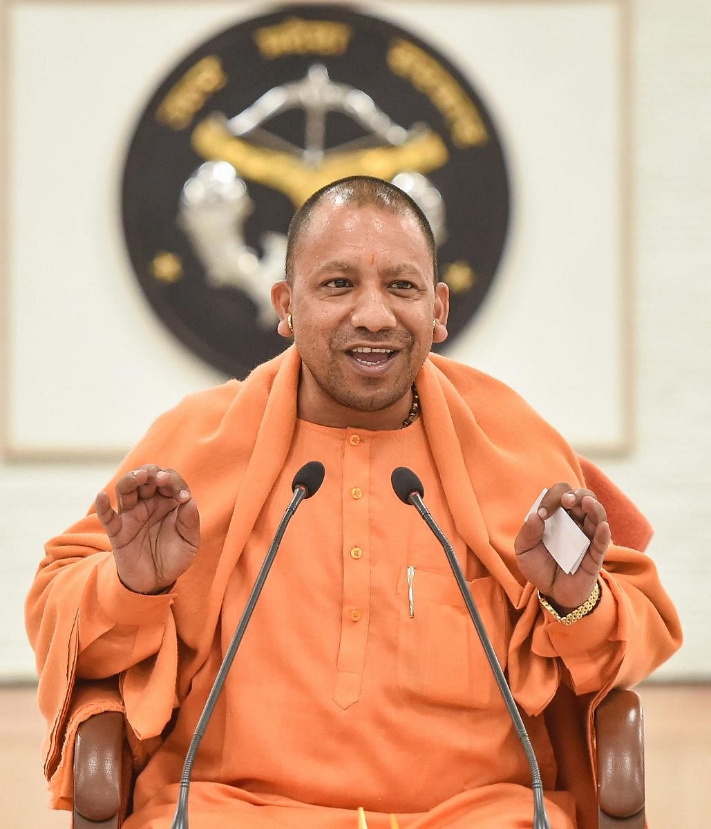 Uttar Pradesh Chief Minister Yogi Adityanath addresses a press conference at his residence in Lucknow on Dec. 14, 2018. PTI