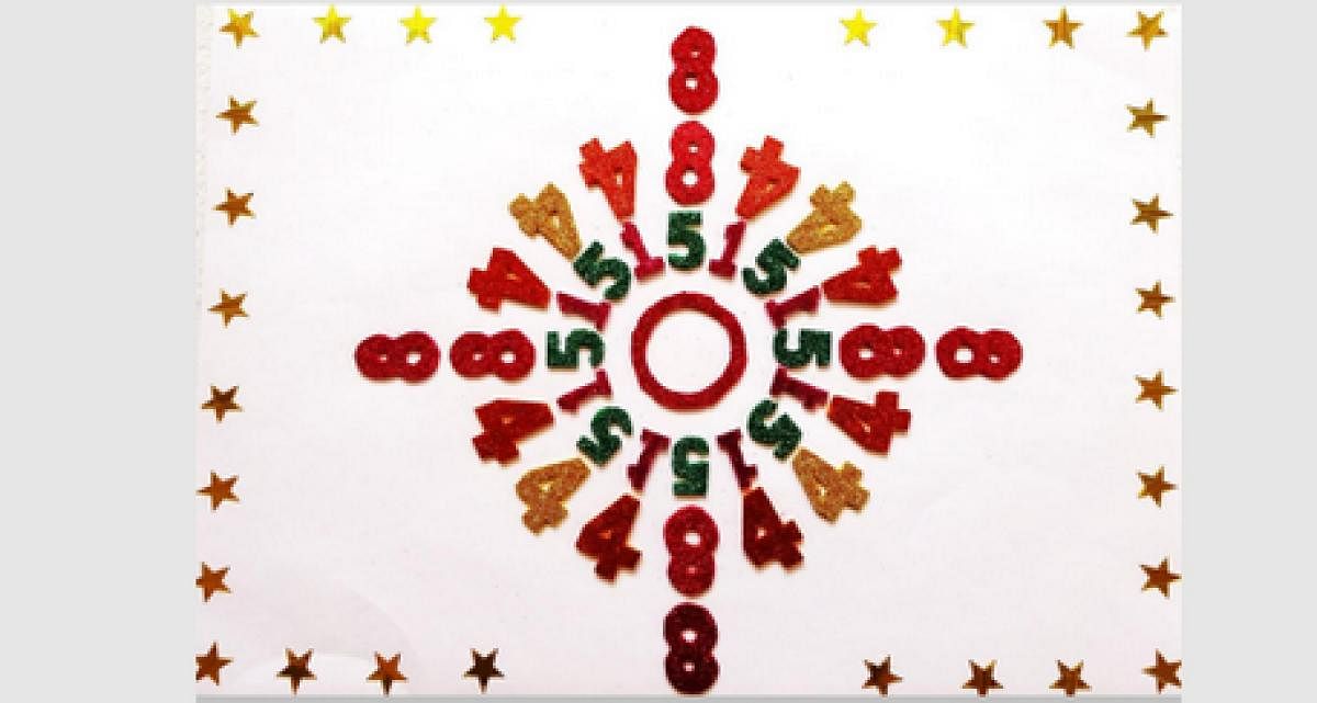 Colourful rangoli patterns using numericals