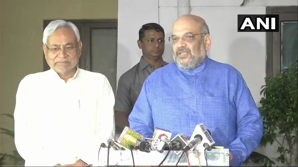 Addressing reporters along with Bihar Chief Minister and JD(U) leader Nitish Kumar, he said the number of seats each ally will get will be announced in the next three-four days. ANI Photo