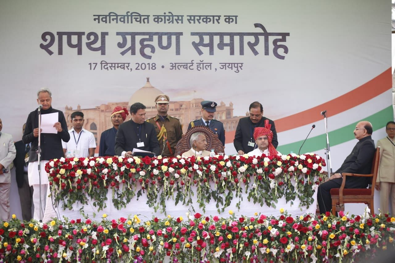 Ashok Gehlot takes oath as new Chief Minister of Rajasthan. (Photo by Suman Sarkar)