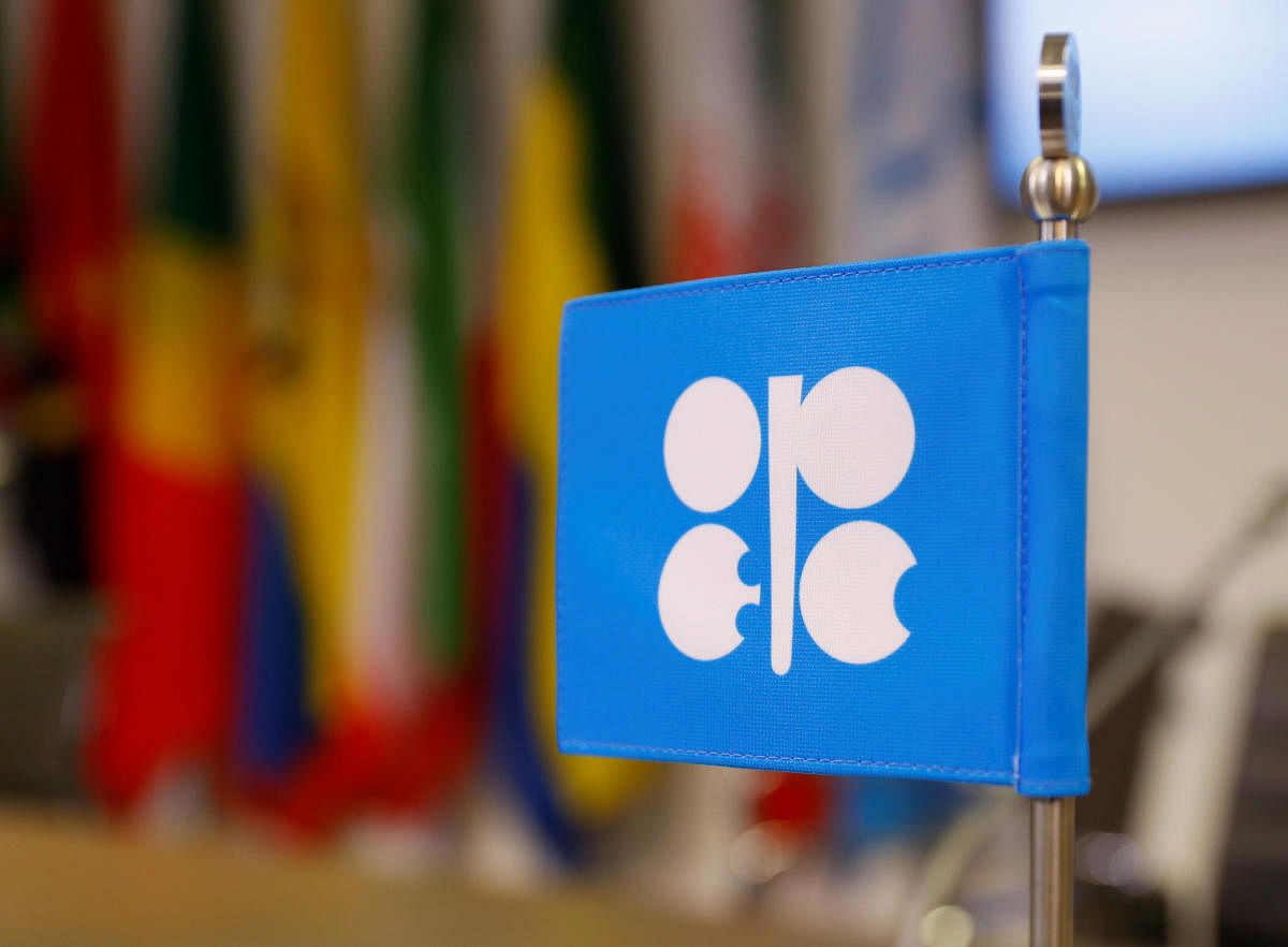 The logo of the Organization of the Petroleum Exporting Countries (OPEC) is seen inside their headquarters in Vienna, Austria. REUTERS