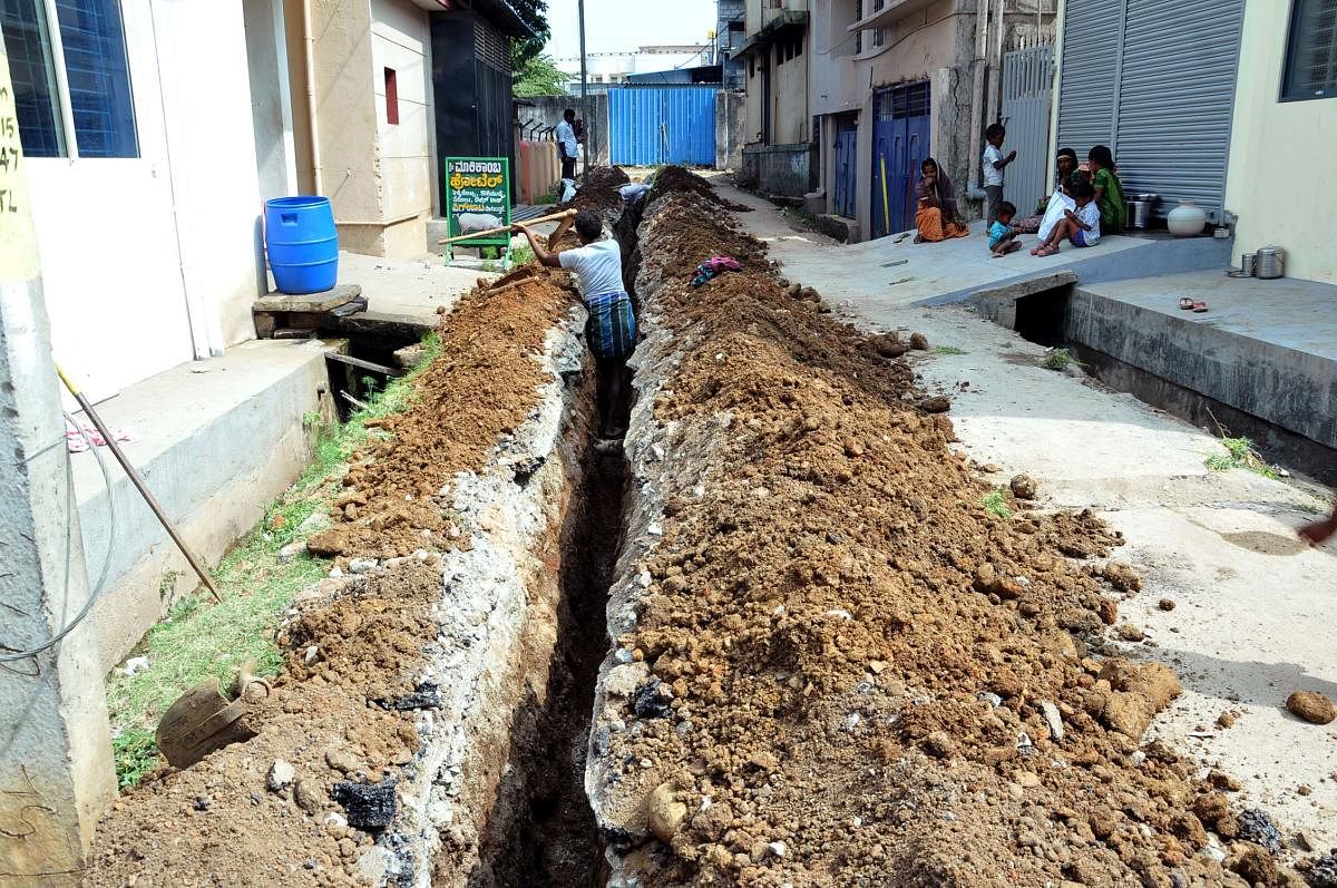 The roads in almost all wards have turned into a mess due to work on the 24x7 drinking water project.