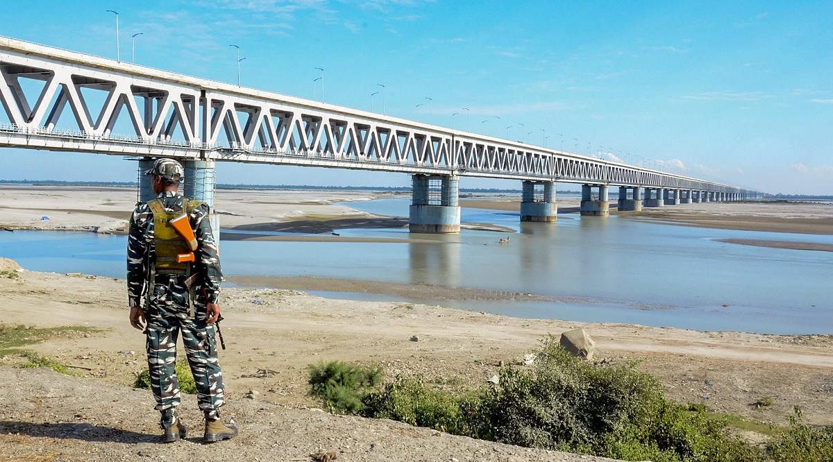India on Tuesday opened its longest railroad bridge in a poor northeastern state as part of efforts to boost defences on its sensitive border with China. PTI photo