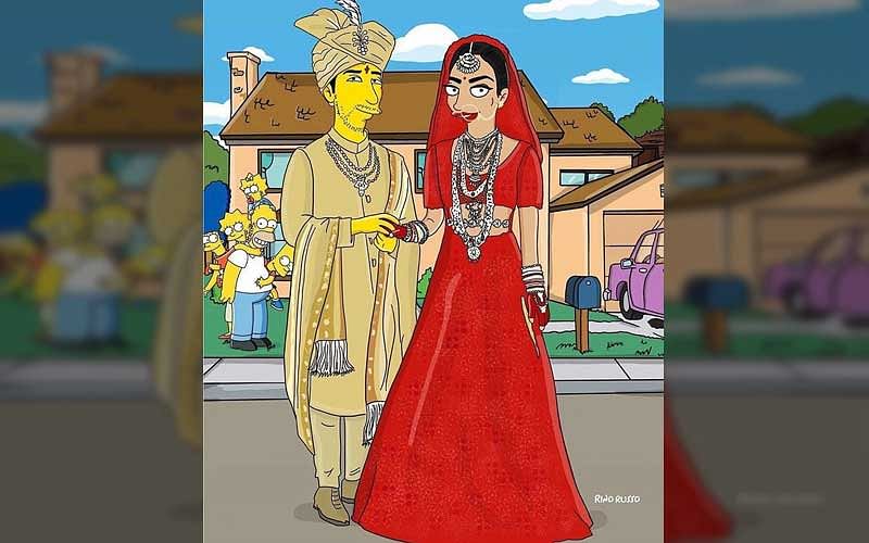 The Simpsons cartoon on Priyanka Chopra and Nick Jonas wedding. (Credit: Priyanka Chopra/Instagram)