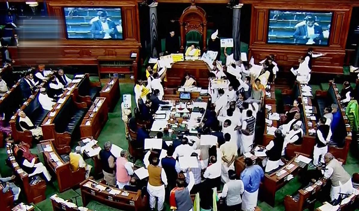 Despite repeated warnings from Mahajan, Congress, AIADMK and TDP members continued to stand in the Well of the House and sought to raise various issues, including Rafale deal.