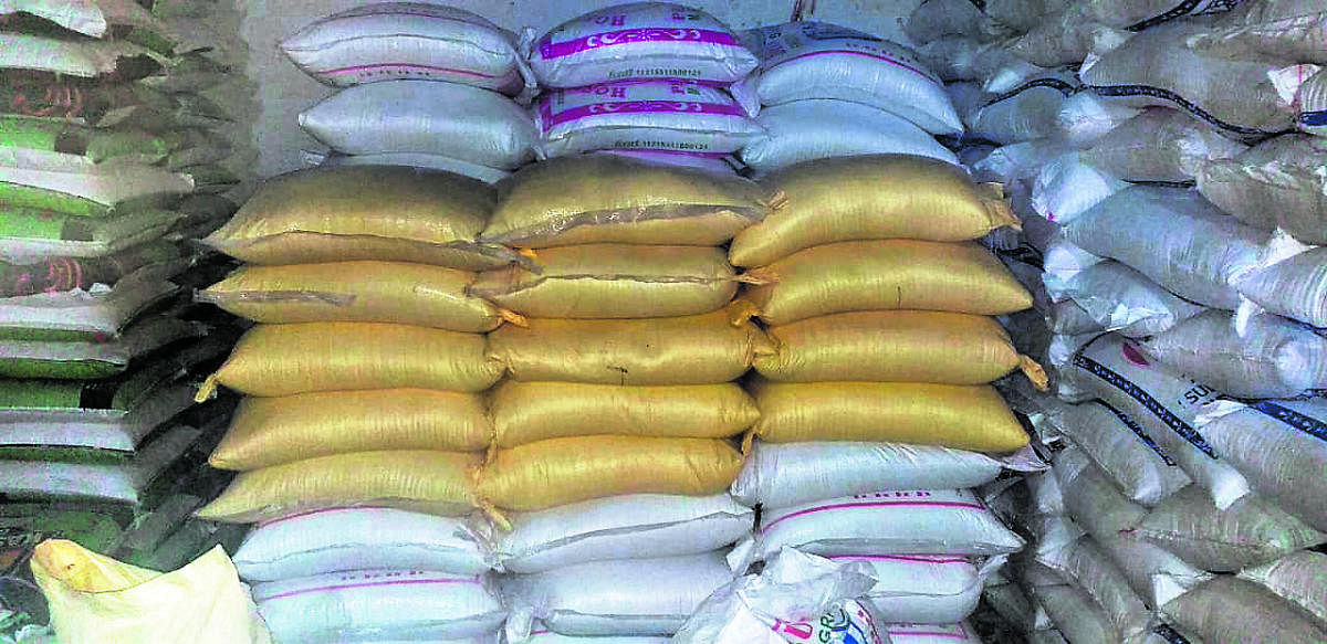 Rice, pulses and powdered milk worth over Rs 10.47 lakh stocked illegally in a godown in Dambel.