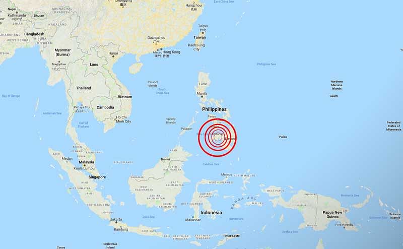 The quake struck southeast of Davao City at a depth of 59 kilometres