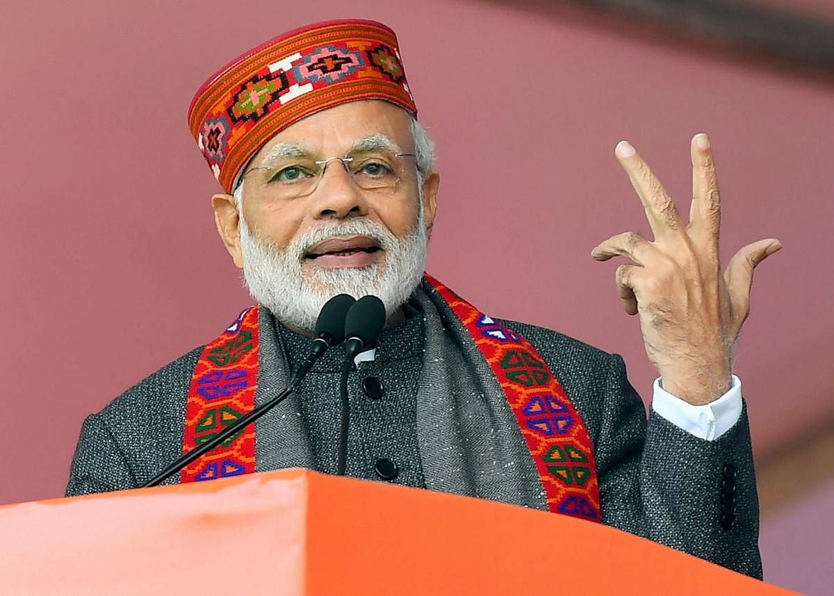 Prime Minister Narendra Modi continued on Saturday with his attack on the Congress over its "unfulfilled" loan waiver promises. PTI file photo