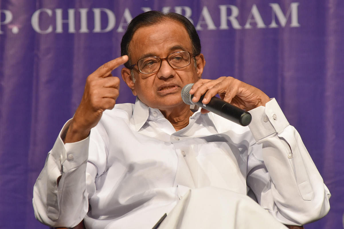 Former Finance Minister P Chidambaram fired the first salvo from Congress through a series of tweets when he said the cases will now be "tried on TV channels" if the government, ED and the media" have their way. (DH File Photo)