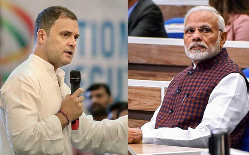 Rahul Gandhi and Narendra Modi. (PTI Photos)