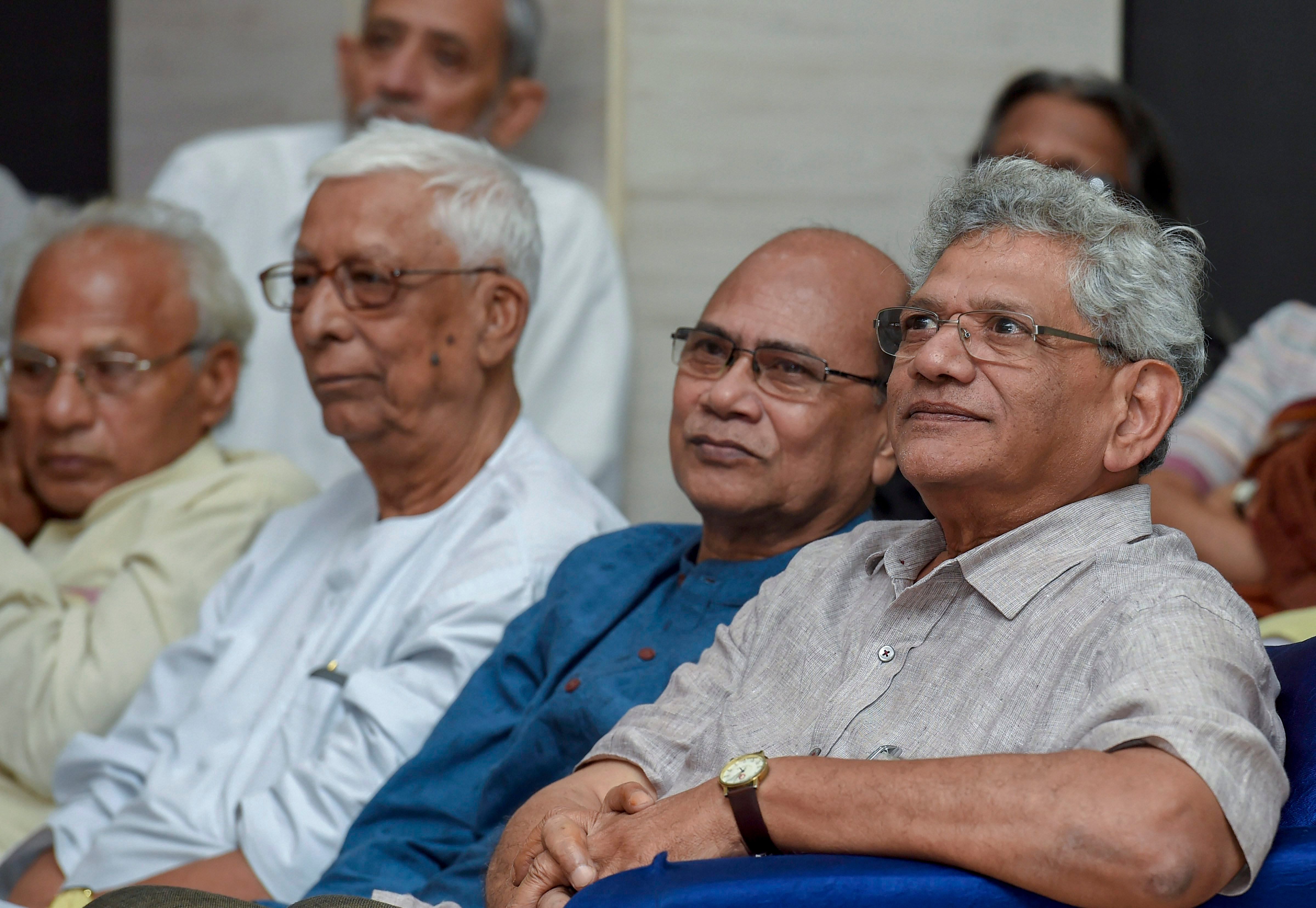 CPM general secretary Sitaram Yechury at the 'A. B. Bardhan Memorial Lecture' in New Delhi, on Tuesday. PTI