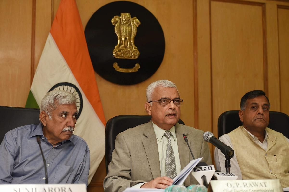 Chief Election Commissioner (CEC) O P Rawat with Election Commissioners Ashok Lavasa and Sunil Arora. PTI File Photo