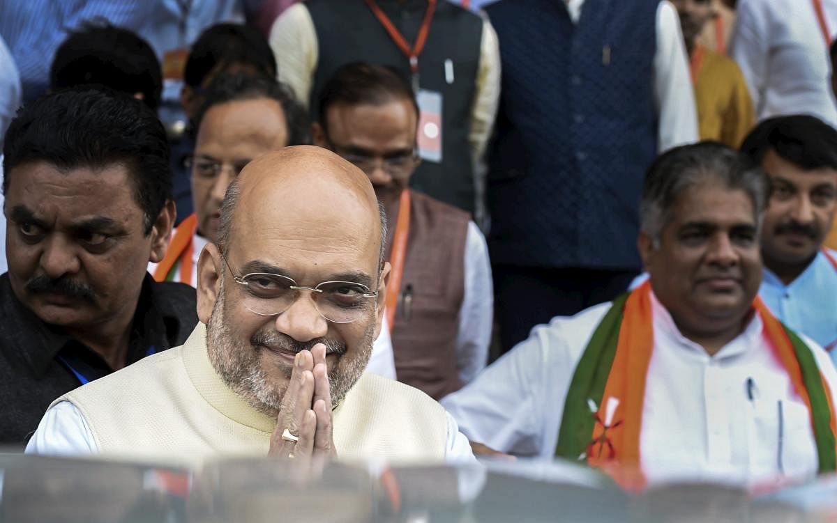 BJP President Amit Shah leaves after BJP National Executive Meeting, in New Delhi, Sunday, Sept 9, 2018. (PTI Photo)