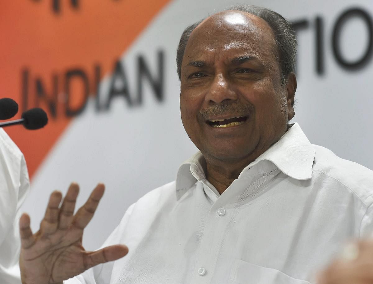 Former defence minister and senior Congress leader AK Antony. (PTI File Photo)