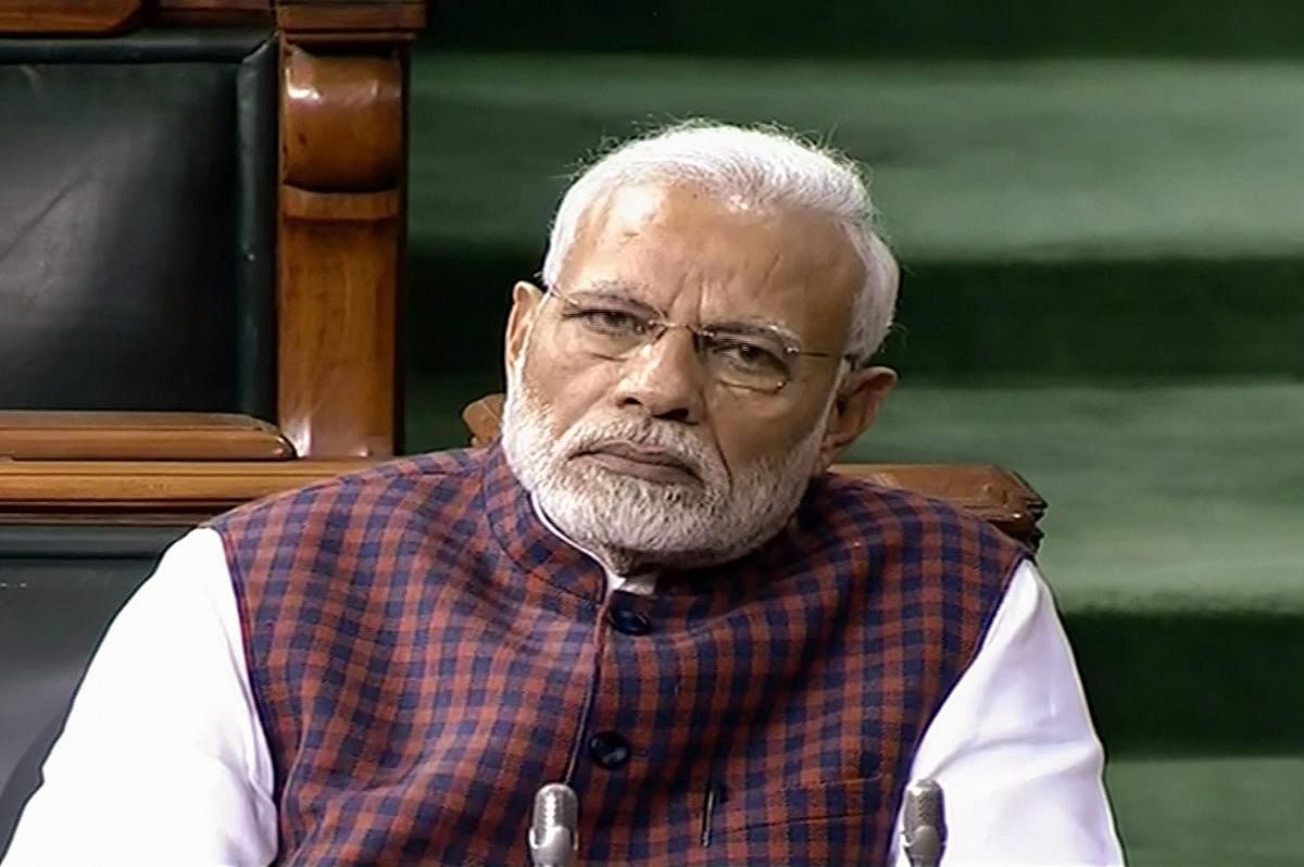 Prime Minister Narendra Modi in the Lok Sabha during the Winter Session of Parliament, in New Delhi on Wednesday. PTI