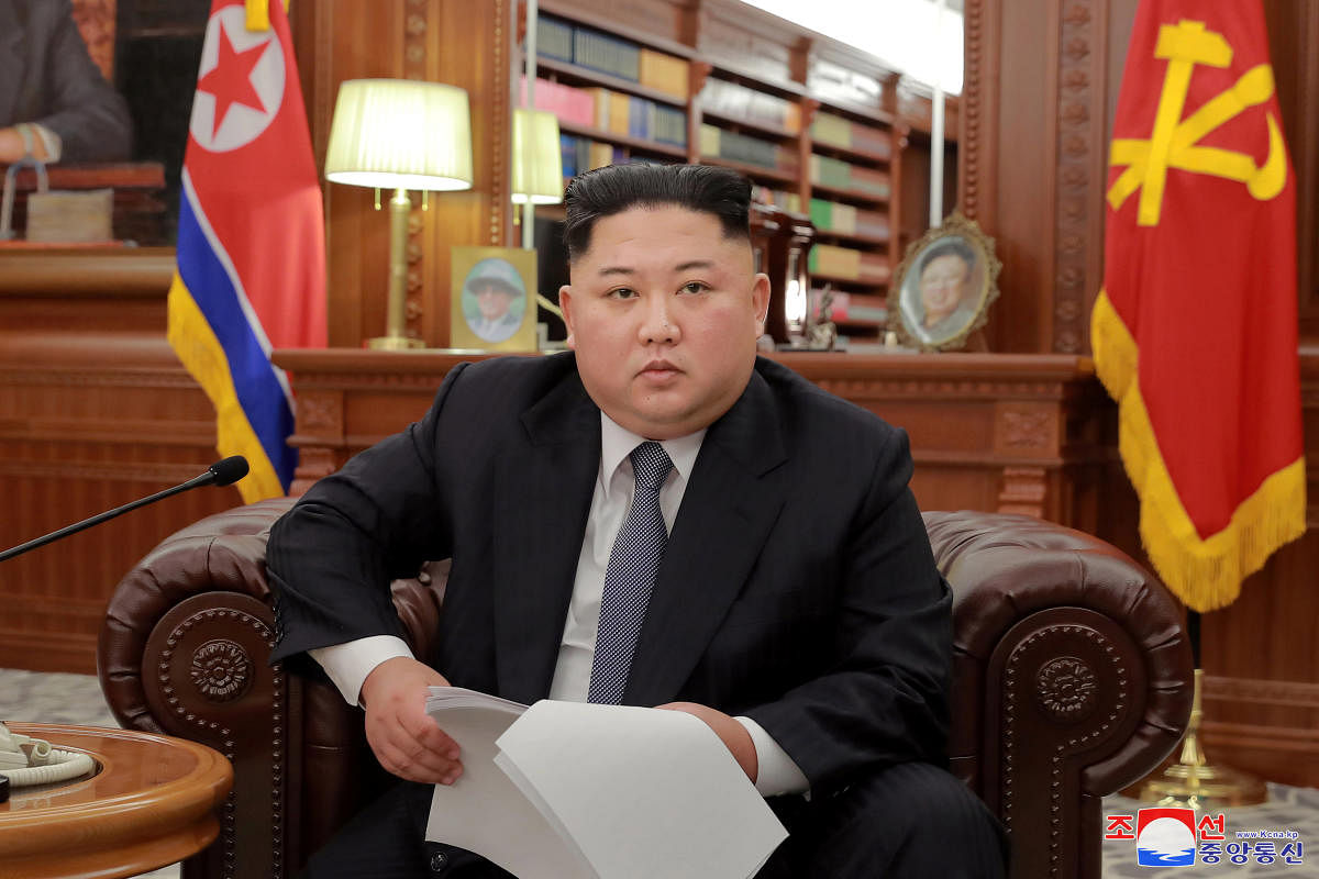 North Korean leader Kim Jong Un poses for photos in Pyongyang in this January 1, 2019 photo released by North Korea's Korean Central News Agency (KCNA). (KCNA/via REUTERS)