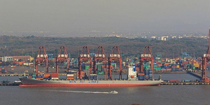 A view of the Jawaharlal Nehru Port Trust near Mumbai. 