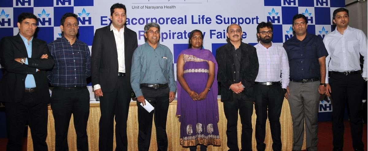 Anitha along with the team of doctors of Narayana Multispeciality Hospital.