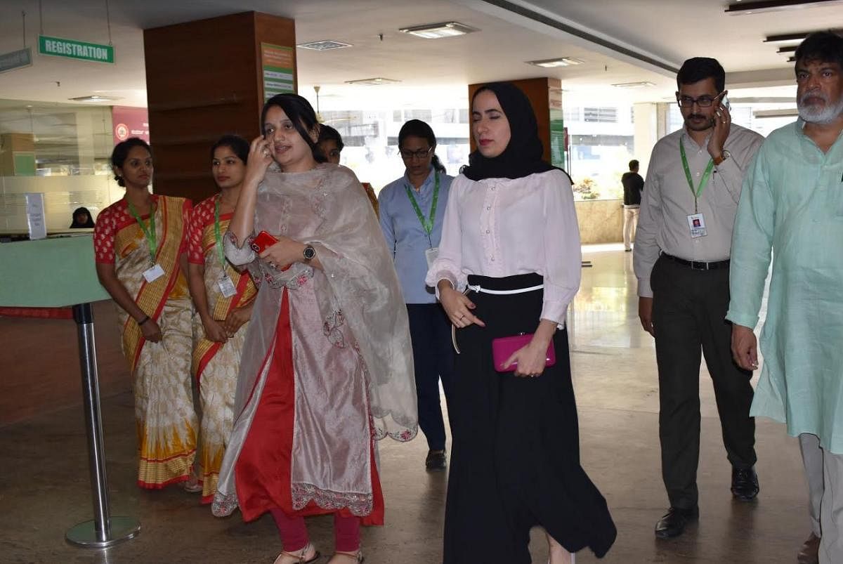 Bahrain Princess Shaikha Noora bint Khalifa Al Khalifa and higher officials from Oman and Bahrain ministries visited Indiana Hospital and Heart Institute, in Mangaluru on Friday. 