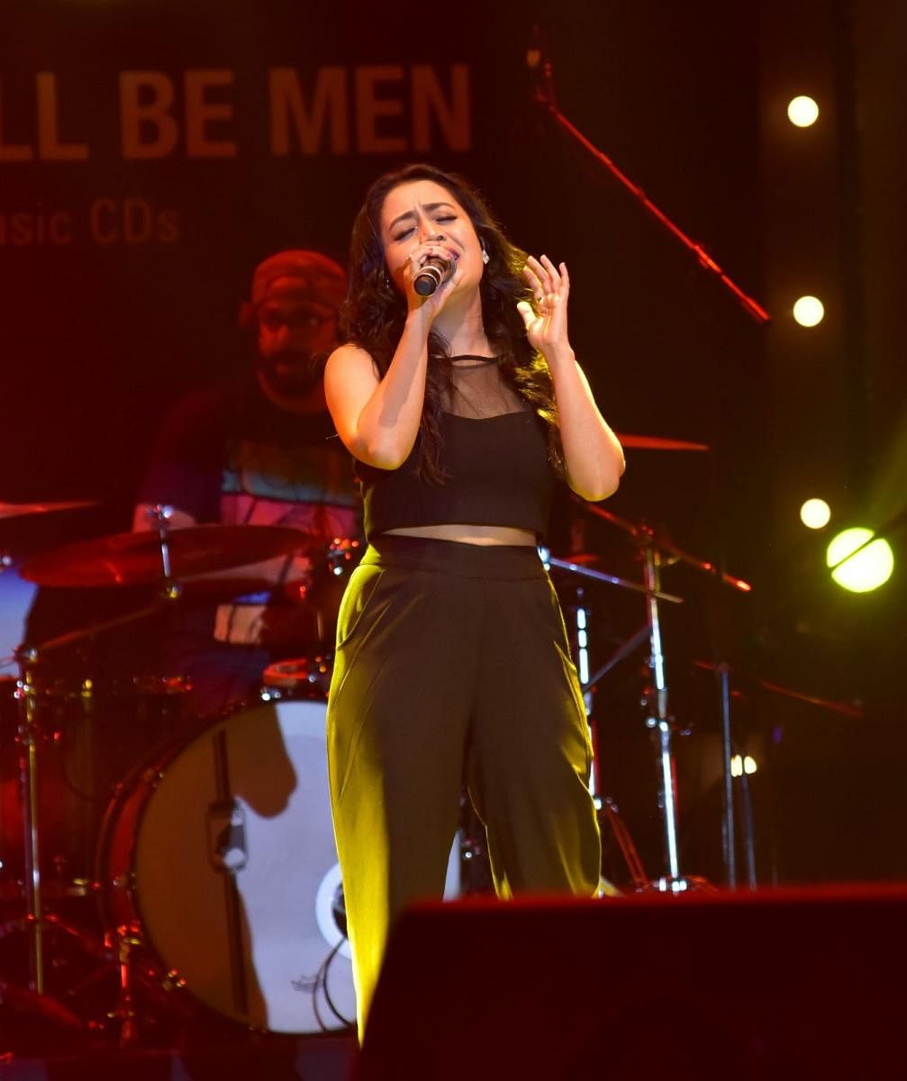 Neha Kakkar performs at ‘Mangalore Thumakda’, Imperial Blue Super-hit Nights at Nehru Maidan in Mangaluru.