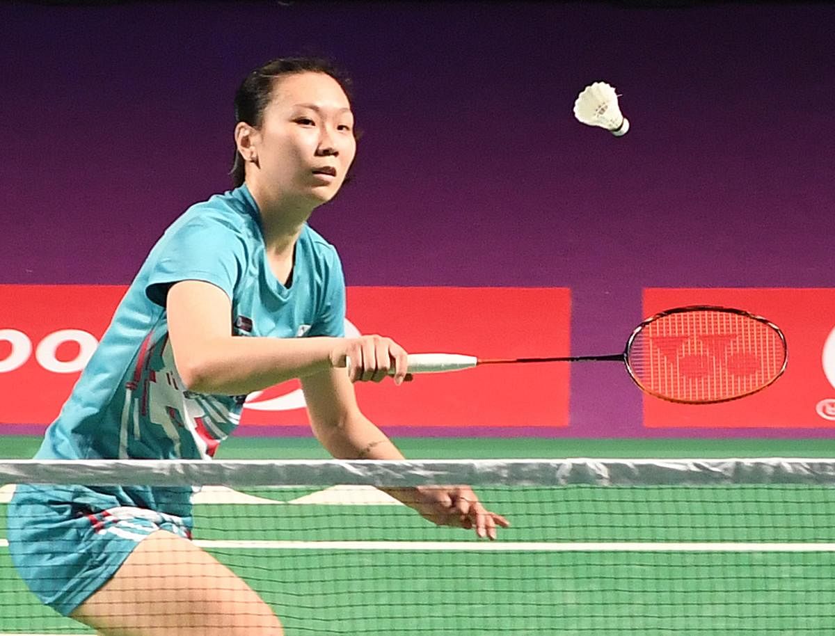 IN CONTROL Beiwen Zhang of Awadhe Warriors returns during her win over Saina Newhal of North Eastern Warriors. DH PHOTO/SRIKANTA SHARMA R 