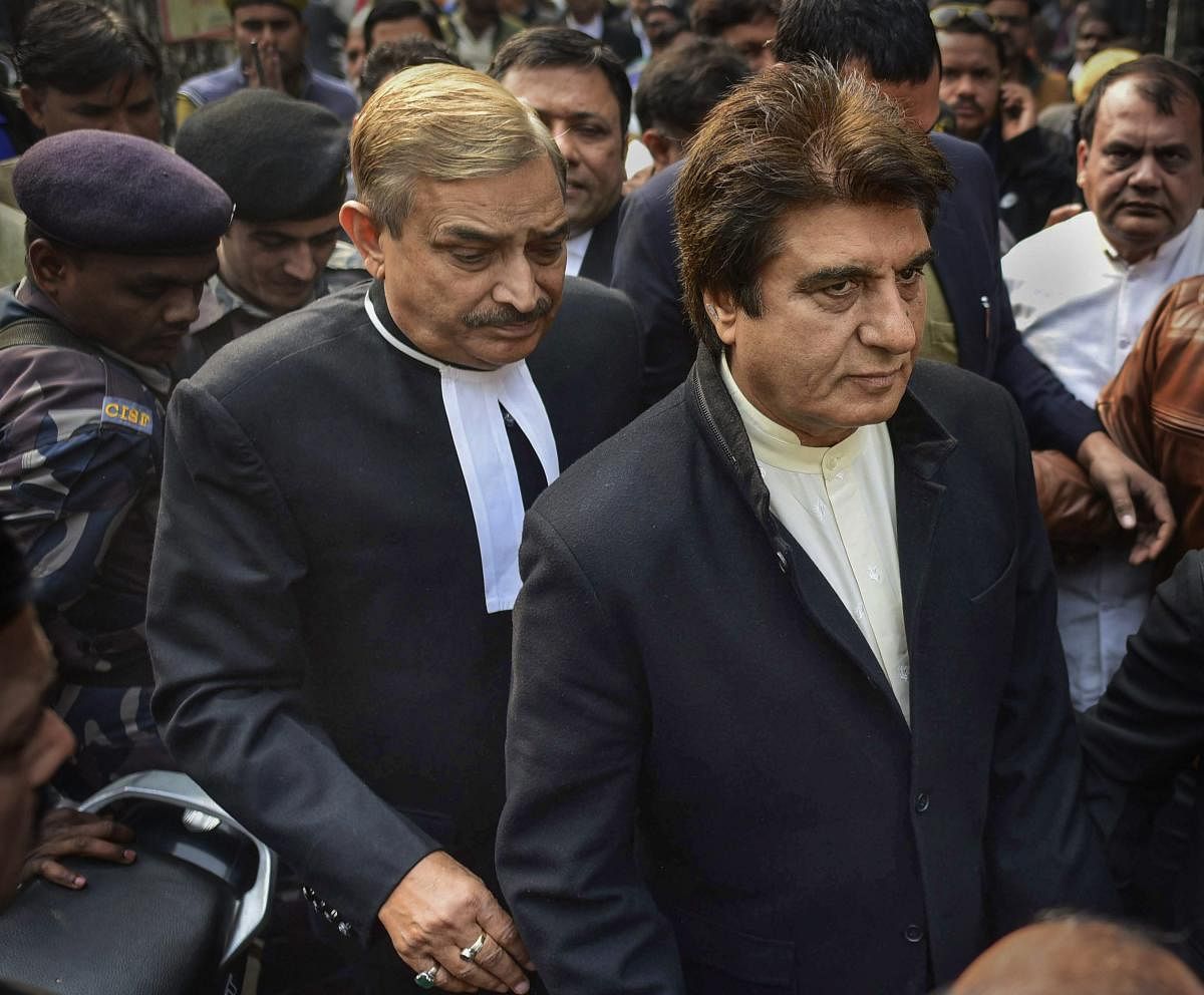 Uttar Pradesh Congress chief Raj Babbar with Rajya Sabha MP Congress leader Pramod Tiwari being produced in a special court in connection with a case, in Allahabad, Monday, Jan 7, 2019. PTI