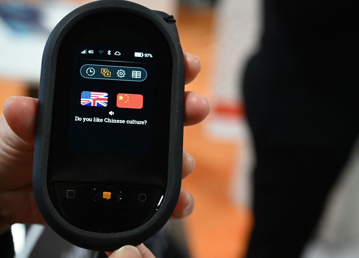 The Travis Touch pocket translator is displayed at CES 2019 consumer electronics show, on January 9, 2019 at the Las Vegas Convention Center in Las Vegas. AFP